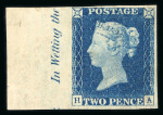 Stamp of Great Britain » 1840 2d Blue (ordered by plate number) 1840 2d blue (deep shade) pl.1 HA, stunning mint marginal example