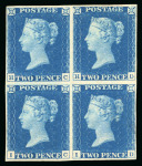Stamp of Great Britain » 1840 2d Blue (ordered by plate number) 1840 2d bright blue pl.1 HC/ID, an exquisite mint block of four