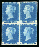 Stamp of Great Britain » 1840 2d Blue (ordered by plate number) 1840 2d blue pl.1 FI/GJ mint block of four