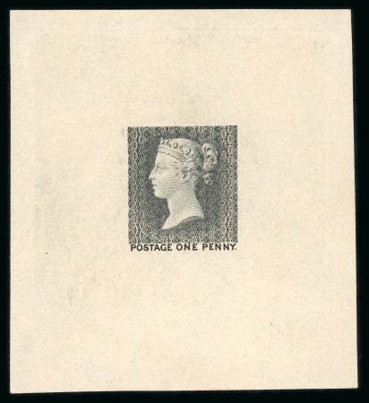 Stamp of Great Britain » Line Engraved Essays, Plate Proofs, Colour Trials and Reprints 1870 Ormond hill die proof in black on wove paper from the 1st (later rejected) die