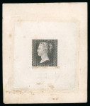 Stamp of Great Britain » Line Engraved Essays, Plate Proofs, Colour Trials and Reprints January 1840 1st rejected die for the 1d. stamp in black (fourth stage) with POSTAGE ONE PENNY excised