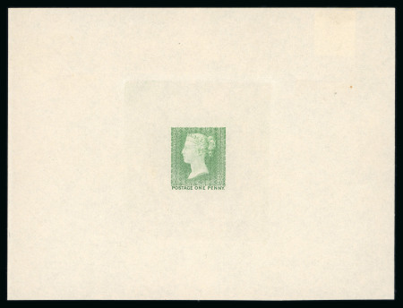 Stamp of Great Britain » Line Engraved Essays, Plate Proofs, Colour Trials and Reprints 1935 reprint of the first (rejected) die of the One Penny stamp in yellow-green