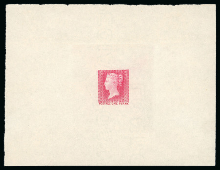 Stamp of Great Britain » Line Engraved Essays, Plate Proofs, Colour Trials and Reprints 1935 reprint of the first (rejected) die of the One Penny stamp in rose carmine on watermarked paper