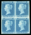 Stamp of Great Britain » 1841 2d Blue 1841 2d. blue,  pl. 3, LB-MC, a superb mint block of