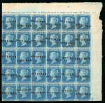 Stamp of Great Britain » 1841 2d Blue 1841 2d blue pl. 3 AG/KL mint marginal inscriptional block of 30 with "SPECIMEN" overprints