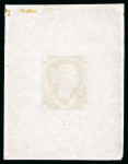 Stamp of Great Britain » Line Engraved Essays, Plate Proofs, Colour Trials and Reprints 1871 (February) 1 1/2d Ormond hill die proof in black on thin white paper on card
