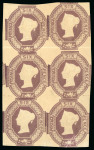Stamp of Great Britain » 1847-54 Embossed 1854 6d. mauve in a superb mint vertical block of six