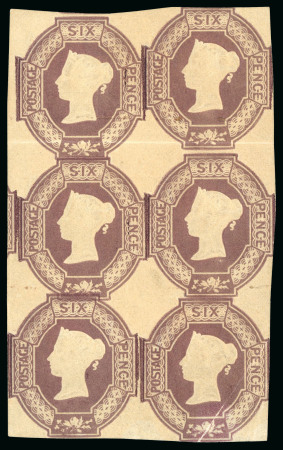 Stamp of Great Britain » 1847-54 Embossed 1854 6d. mauve in a superb mint vertical block of six