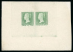 Stamp of Great Britain » Line Engraved Essays, Plate Proofs, Colour Trials and Reprints 1935 reprint of the first (rejected) die of the One Penny stamp in a pair in yellow-green
