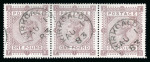 Stamp of Great Britain » 1855-1900 Surface Printed » 1867-83 High Values 1882 £1 brown-lilac pl.1 FB-FD horizontal used strip of three