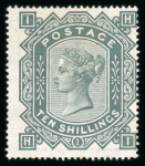 Stamp of Great Britain » 1855-1900 Surface Printed » 1867-83 High Values 1878 10/- greenish-grey, Pl.1, HI, a superb mint example