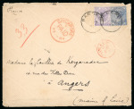 Stamp of British P.O. in Siam (Bangkok) » Covers 1884 (Feb 23) Envelope with 1882-85 6c lilac and 10c slate, tied by two strikes of the "BANGKOK/FE.23.84" cds