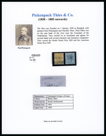 Stamp of British P.O. in Siam (Bangkok) » Cancellations » Company Cachets Pickenpack Thies & Co.: Strait Settlements 1867-72
