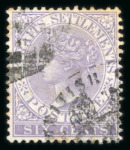 Stamp of British P.O. in Siam (Bangkok) » Cancellations » Consular Cachets British Consulate: Strait Settlements 1882 CC 6c dull