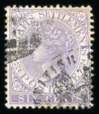 Stamp of British P.O. in Siam (Bangkok) » Cancellations » Consular Cachets British Consulate: Strait Settlements 1882 CC 6c dull