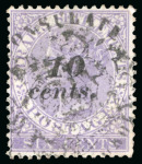 Stamp of British P.O. in Siam (Bangkok) » Cancellations » Consular Cachets British Consulate: Strait Settlements 1882 CC "10 cents." on 6c lilac with oval "BRITISH CONSULATE BANGKOK"