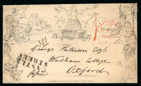 Stamp of Great Britain » 1840 Mulreadys & Caricatures » Caricatures 1840 Mulready Caricature by Menzies sent from Edinburgh with "CASTLE STREET" hs