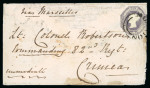 Stamp of Great Britain » 1847-54 Embossed 1855 6d embossed (cut to shape) on entire to Lt. Colonel Robertson, 82nd Regt, Crimea