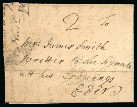 Stamp of Great Britain » Postal History » Pre-Adhesive & Stampless 1750 Wrapper with a reasonable strike of the rare Perth "Lamb" hs