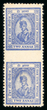 Stamp of Indian States » Idar 1944 2a blue group incl. the imperf. between (vert. pair) varieties