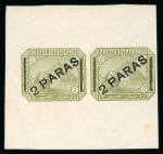 Stamp of Egypt » 1867-69 Penasson » Essays Essay of Surcharge, De La Rue, London: "2 PARAS" essay of surcharge on 5pa olive green instead of brown,