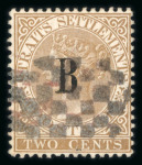 Stamp of British P.O. in Siam (Bangkok) » Cancellations Chessboard: 1882-85 CA 2c brown, cancelled by clear strike of the grid cancel in black