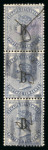 Stamp of British P.O. in Siam (Bangkok) » Cancellations Four-Bar: 1882-85 CA 10c slate, vertical strip of three,