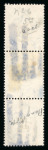 Stamp of British P.O. in Siam (Bangkok) » Cancellations Four-Bar: 1882-85 CA 10c slate, vertical strip of three,
