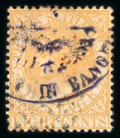 Stamp of British P.O. in Siam (Bangkok) » Cancellations » Consular Cachets German Consulate: Strait Settlements 1867 CC 8c orange,