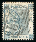 Stamp of British P.O. in Siam (Bangkok) » Cancellations » Consular Cachets U.S. Consulate: Hong Kong 1862 CC 4c grey-blue, showing