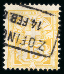 Stamp of Switzerland / Schweiz » Ziffermuster Ziffernmuster 15Rp gelb weisses Papier