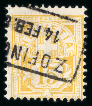 Stamp of Switzerland / Schweiz » Ziffermuster Ziffernmuster 15Rp gelb weisses Papier