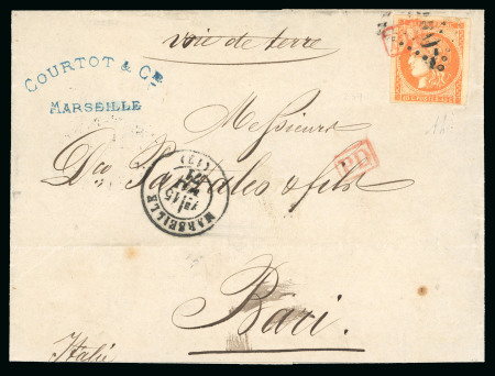 Stamp of France » Emission de Bordeaux 1870 1870 France 40C emission de Bordeaux obl. PD rouge pour Bari