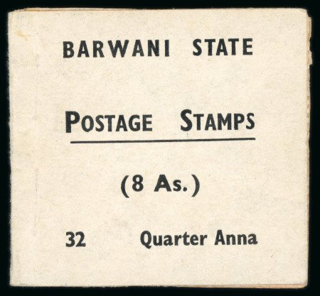 Stamp of Indian States » Barwani Booklets: 1941 Booklet inscribed "BARWANI STATE / POSTAGE STAMPS / (8 As.) / 32 Quarter Anna", complete