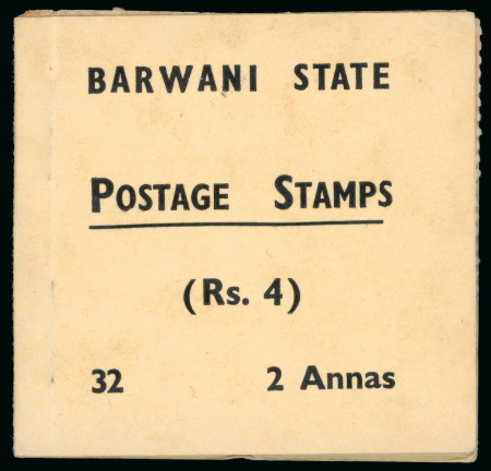 Stamp of Indian States » Barwani Booklets: 1941 Booklet with buff paper covers inscribed "BARWANI STATE / POSTAGE STAMPS / (Rs. 4) / 32 2 Annas"