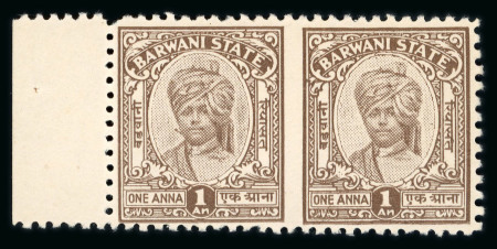 Stamp of Indian States » Barwani 1932-47 close setting 1a brown mint n.h. imperf. between horizontal pair
