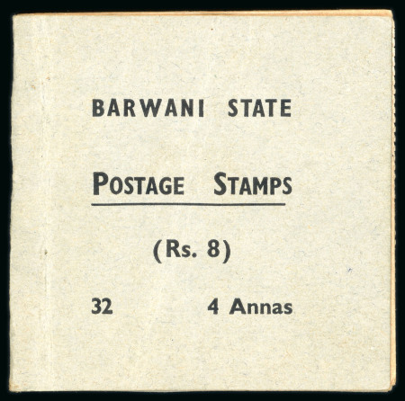Stamp of Indian States » Barwani Booklets: 1941 Booklet inscribed "BARWANI STATE / POSTAGE STAMPS / (Rs. 8) / 32 4 Annas", complete with 8 panes of S.G.42B