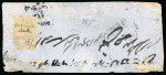 Stamp of Indian States » Jammu & Kashmir 1877-78 European Laid Paper 1/2a black, just cut into, on reverse of small native envelope