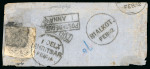 Stamp of Indian States » Jammu & Kashmir 1877-78 European Laid Paper 1/2a black, just cut into, on reverse of small native envelope