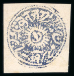Stamp of Indian States » Jammu & Kashmir 1877-78 European Laid Paper group incl. 4a red, 1/2a black (8 + pair), 1a slate-blue (4) and 9 examples of reprints/forgeries,