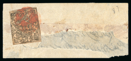 Stamp of Indian States » Jammu & Kashmir 1867 1/2a black on native paper, tied to small cover