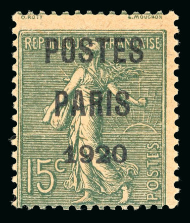 Stamp of France » Préoblitérés 1920, Y&T préo n°25 **, Paris Poste 1920 avec variété