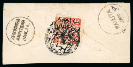 Stamp of Indian States » Poonch 1876 6p red tied to large piece by a bold strike of the intaglio cancel