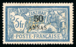 Stamp of Large Lots and Collections French Colonies - Zanzibar: 1894-1902 range including 1894 1/2a on 5a (both) to 4a on 40c (ex 30c)..