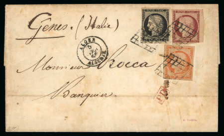 Stamp of France » Type Cérès de 1849-1850 1850, Lettre de Alger pour Genes (Italie) affranchie à 1F60
