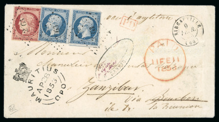 Stamp of France » Type Cérès de 1849-1850 1853, Lettre de Ribeauvillé (Haut Rhin) affranchie à 1F50 par la voie anglaise