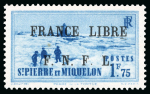 Stamp of Colonies françaises » St. Pierre et Miquelon 1941-1942, France Libre F.N.F.L., 4 timbres non émis UNIQUES neufs sans charnière