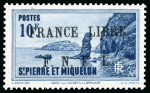 Stamp of Colonies françaises » St. Pierre et Miquelon 1941-1942, France Libre F.N.F.L., 4 timbres non émis UNIQUES neufs sans charnière