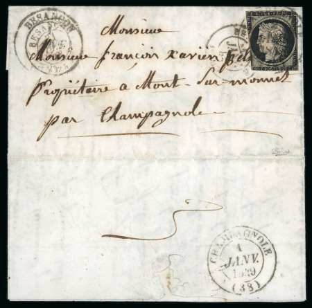 Stamp of France » Type Cérès de 1849-1850 1849, Lettre du 31 décembre 1848 de Besançon (Doubs)