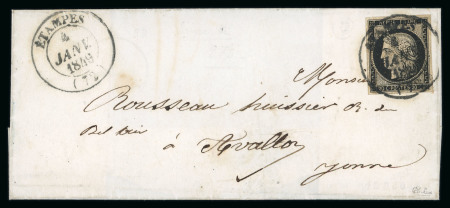 Stamp of France » Type Cérès de 1849-1850 1849, Lettre de Etampes (Essonne) pour Avallon (Yonne),